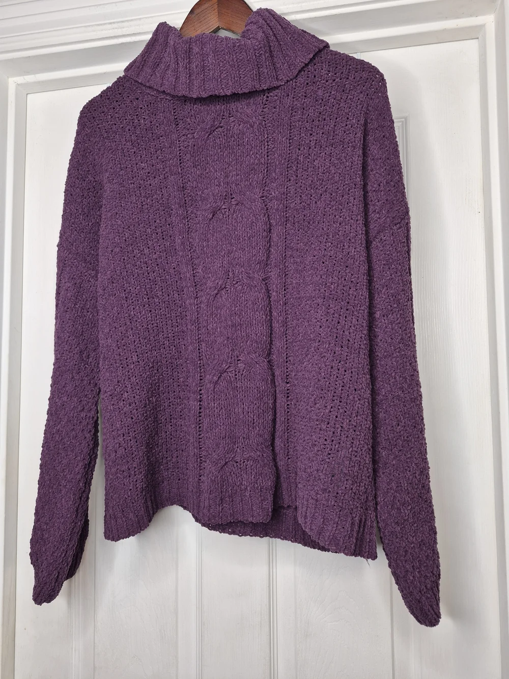 Seven7 Purple Cowl Neck Sweater Large